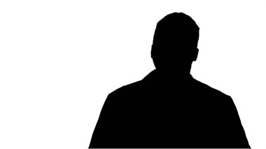 Siluet Erkek Afrikalı Doktor Elleri Cebinde Duruyor.