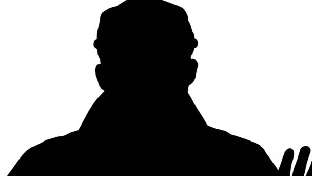 Silhouette Man in demi season clothes talking to you. Never do it. — Stock Video