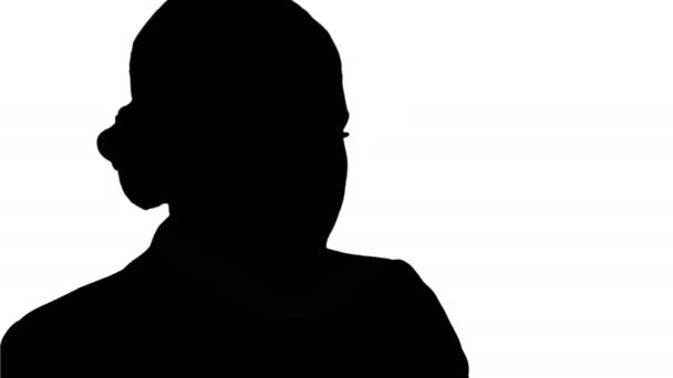 Silhouette Ritratto di donna d'affari bionda, casual al lavoro in ufficio . — Video Stock