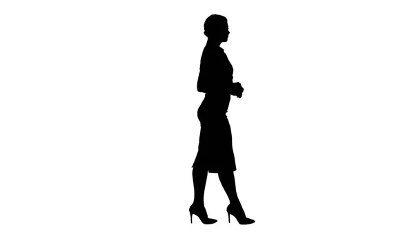 Silueta Walking business woman. — Stock fotografie