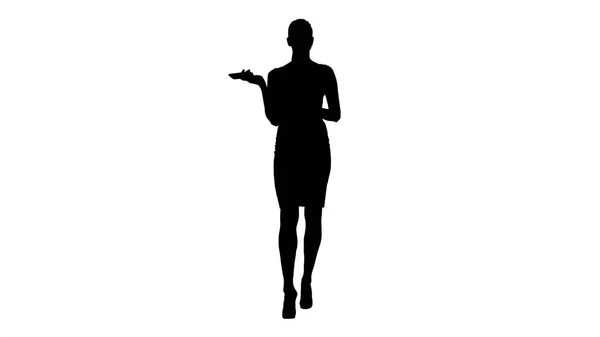 Silhouette Femme crier et argumenter au téléphone . — Photo