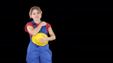 Birisi Alfa kanal kamera arkası gülüyorsun inşaat kadın