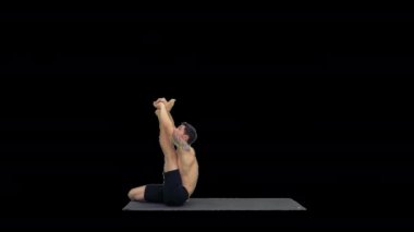 Erkek yoga öğretmeni heron içinde poz yoğun hamstring streç iyi kavramlar, alfa kanalı olan esneklik,
