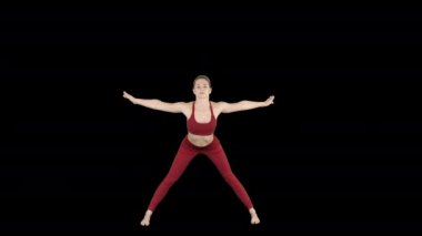 Önde eğilen genç kadın Asya yoga pozu, Alfa Kanalı.