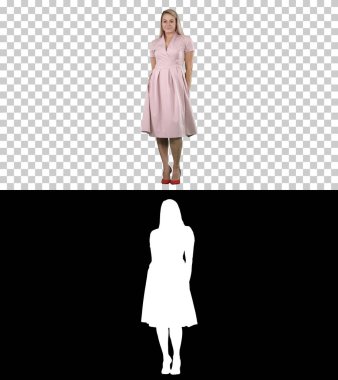 Pembe elbiseli güzel bayan, Alpha Channel