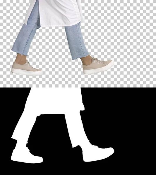 Woman doctor legs walking, Alpha Channel