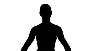 Gomukasana egzersiz, inek yüz poz, fotoğrafı süre oturan, pratik yoga siluet genç çekici kadın.