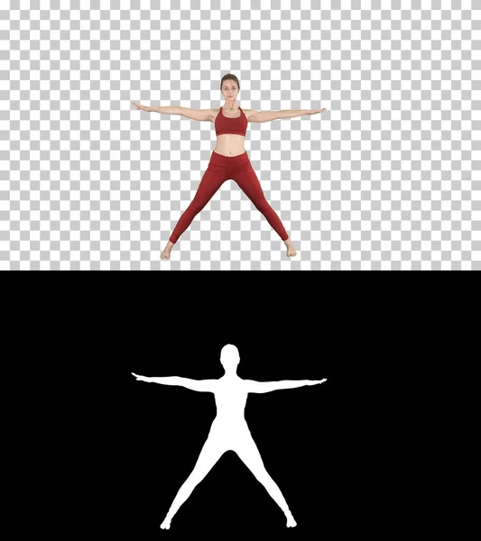 Junge Frau in vorwärts biegender Asana Yoga Pose, Alpha Channel — Stockfoto