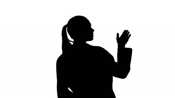 Silhouette Jeune médecin femme présentant et montrant le produit ou le texte .