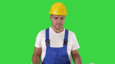 Erkek mimarları şeması analiz yeşil ekran sonuçları memnun, Chroma anahtar.