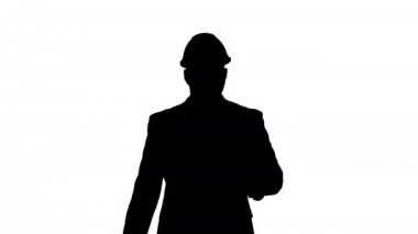 Silhouette konsept iş, mimar, mühendis ofis veya şantiye ve yürüyüş planı Holding Başlat.
