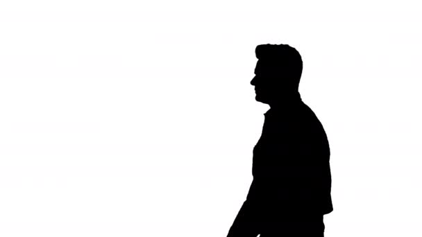 Silhouette Casual man walking. — Stock Video