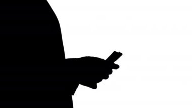 Silhouette Işadamı para avro sayıyor.