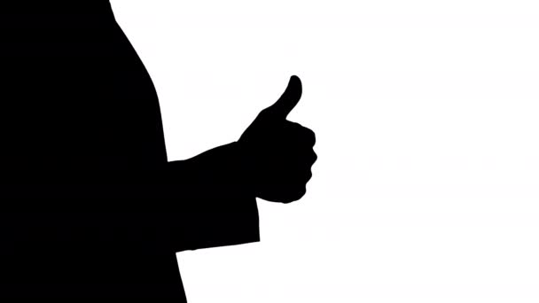Silhouette Businessman showing thumbs up. — Stock Video