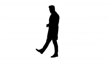 Silhouette Doktor adam, tıbbi profesyonel bir nokta jest yapma ve arka planda bir şey sunma.