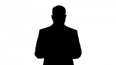 Telefonda Silhouette Işadamı manifatura mesajı.