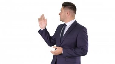 Meteoroloji uzmanı beyaz arkaplan tahmin ediyor.