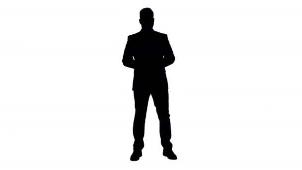 Silhouette des nachdenklichen Geschäftsmannes. — Stockvideo