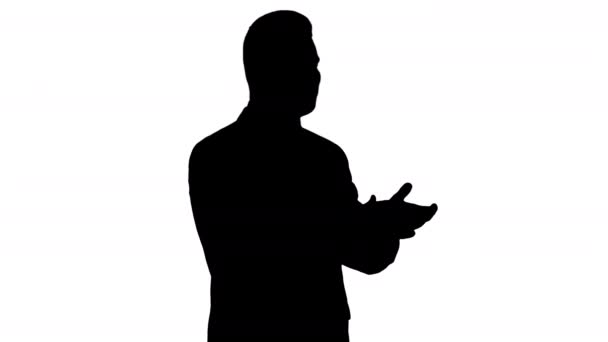 Silhouette des entreprises homme applaudissant . — Video