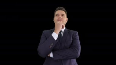 İş adamı onun gelecek planları Daydreaming, Alpha Channel düşünme