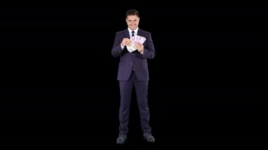 Avro banknotlarını gösteren işadamı, Alpha Channel