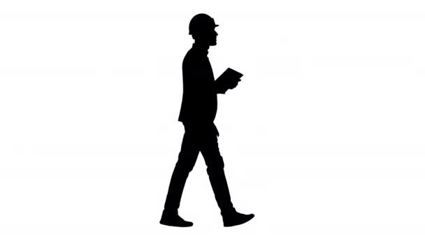 Silhouette Architect περπάτημα με tablet και τον έλεγχο τι είναι χτισμένο. — Αρχείο Βίντεο