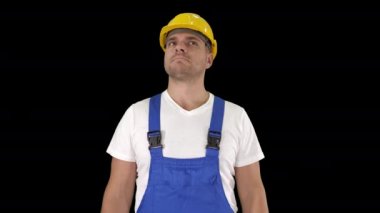 İnşaat işçisi işin sonucu hakkında mutsuz hayal kırıklığına, Alpha Channel