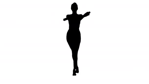 Silhouette Fiatal nő a sas jóga pózban. — Stock videók