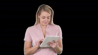 Tabletli tatlı, güzel kız, Alfa Kanalı.