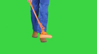 Yeşil ekranda MOP Ile temizlik zemin, Chroma anahtar.