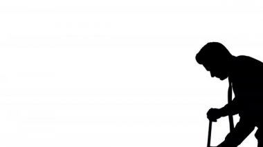 Silhouette Man resmi clother Zemin süpürme.