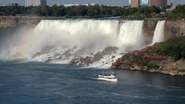 Boot en Niagara watervallen. Zwitserland — Stockvideo
