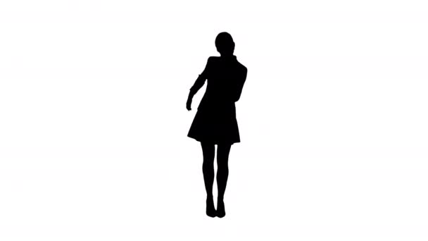Silhouette barna iskolás lány táncol. — Stock videók