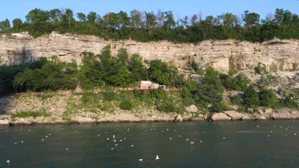 Paisaje de un acantilado junto al río — Vídeos de Stock