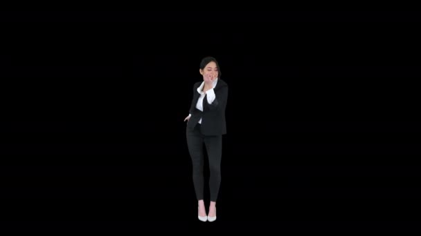 Linda mulher de negócios convidando você para dançar com ela, Alpha Channel — Vídeo de Stock