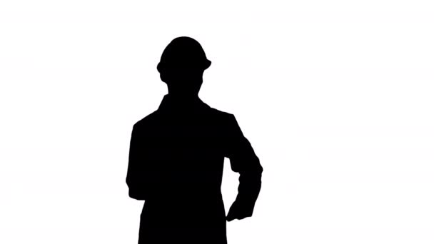 Silhouette Ingeniero hombre bailando de manera divertida . — Vídeos de Stock