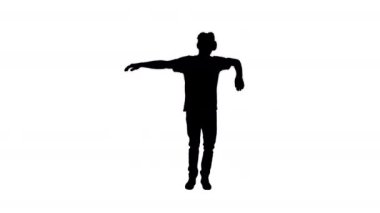 Silhouette Casual oyun dans vr kulaklık kilitleme hip-hop dans oyunu oynarken.