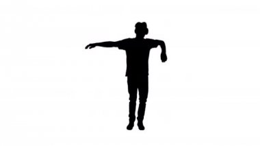 Silhouette Casual oyun dans vr kulaklık kilitleme hip-hop dans oyunu oynarken.