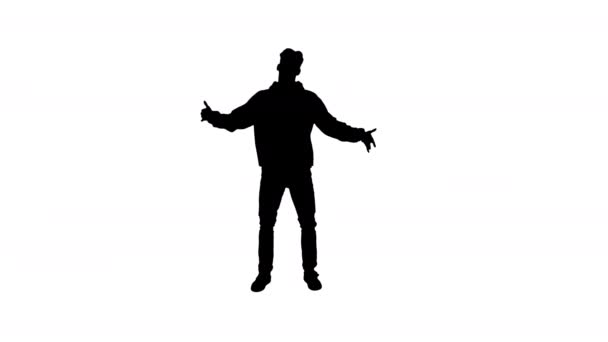 Silhouette Hip-Hop style uomo in felpa rossa danza . — Video Stock