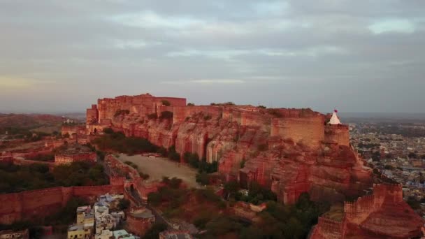 Večer Jodhpur a modré město. Indie. — Stock video