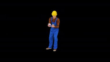 Builder maaşını sayarak ve komik bir şekilde dans, Alpha Channel