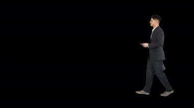 Mutlu Başarılı İşadamı Dans Telefondan Müzik Dinleme Ve Yürüyüş, Alpha Kanal