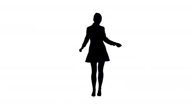 Silhouette School chica bailando . — Vídeo de stock