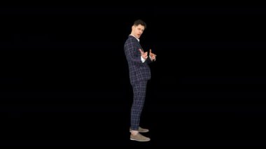 Cool çekici işadamı farklı meydan okuyan jestleri yapar, Alpha Channel