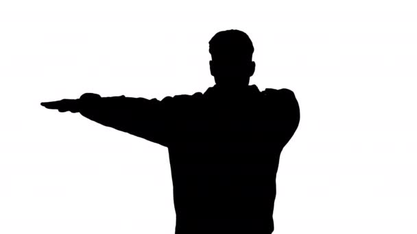 Silhouette Giovane uomo danza hip-hop facendo onde . — Video Stock