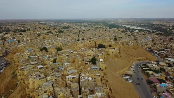 Widok z lotu ptaka na miasto Jaisalmer. — Wideo stockowe