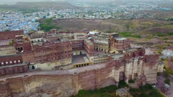 De Blauwe Stad en Mehrangarh Fort in Jodhpur. Rajasthan, India — Stockvideo