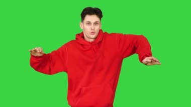 Yeşil Ekranda Serbest Dansçı Elektrikli Boogie Dansı, Chroma Key.