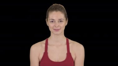 Kafkas kadın yogası. Oturan nilüfer çiçeği, elleri bağlı, Alpha Channel.