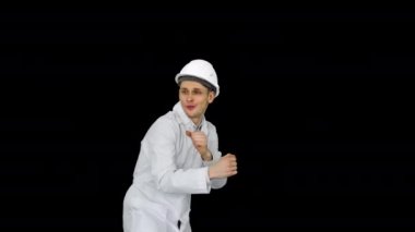 Mühendis adam komik bir şekilde hip-hop dans, Alpha Channel